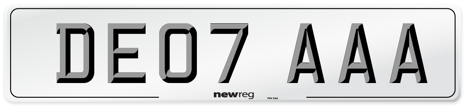 DE07 AAA Number Plate from New Reg